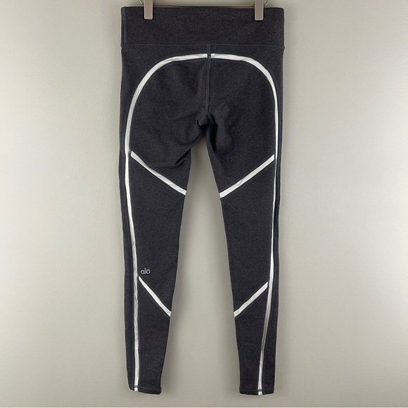 ALO Yoga Heathered Grey White Shimmer Panels Talia Athletic Performance Leggings - Picture 5 of 9